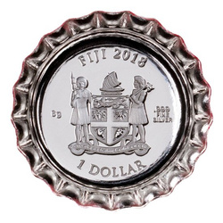 Fiji: Coca Cola Bottle Cap kolorowany 1$ Srebro 2018 Proof