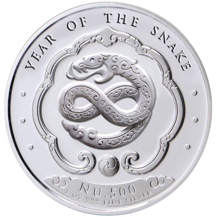 Bhután: Holdnaptár szerinti Kígyó év színes 1 uncia ezüst 2025 Proof