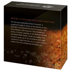 Australia's Most Dangerous: Desert Scorpion coloured 1 oz Silber 2023 Proof Coin