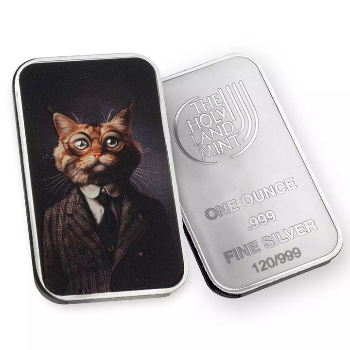 The Holy Land Mint - Human Cats - Einstein kolorovaná 1 unce Stříbra 2025