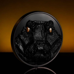 Palau: Cazadores nocturnos - Caimán de color 1000 gramos Plata 2024 Negro obsidiana Ultra Alto Relieve