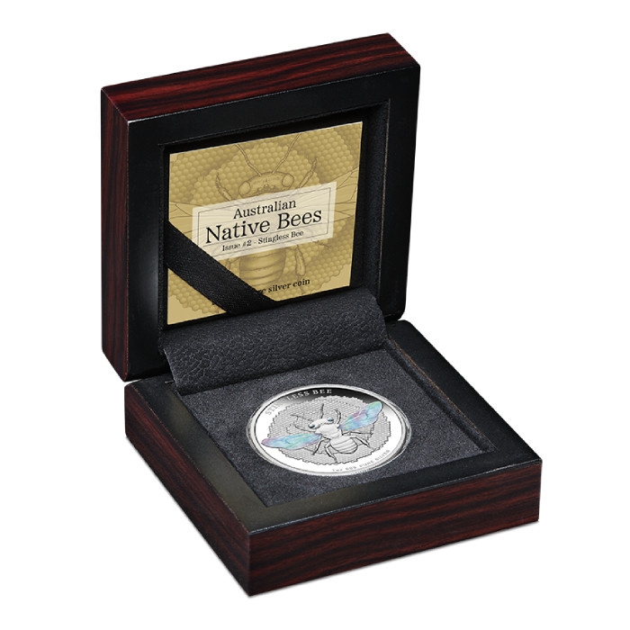 Niue: Australian Native Bees – Blue-banded Bee 1 onza de plata 2025 Proof Hologram