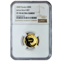 Tuvalu: James Bond 007 1/4 oz Gold 2020 Proof PF70 Ultra Cameo