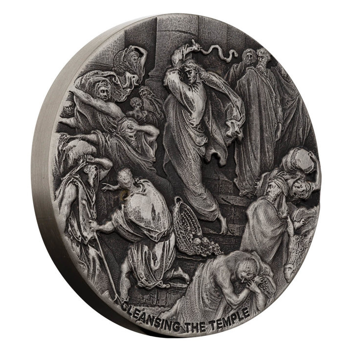 Niue: Biblical - Cleansing The Temple 2 once d'argento 2022 Proof Antiqued Coin