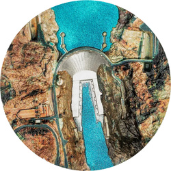 Stříbrná mince Hoover Dam kolorovaná 2 unce Stříbra 2026 Proof Ultra Deep Relief