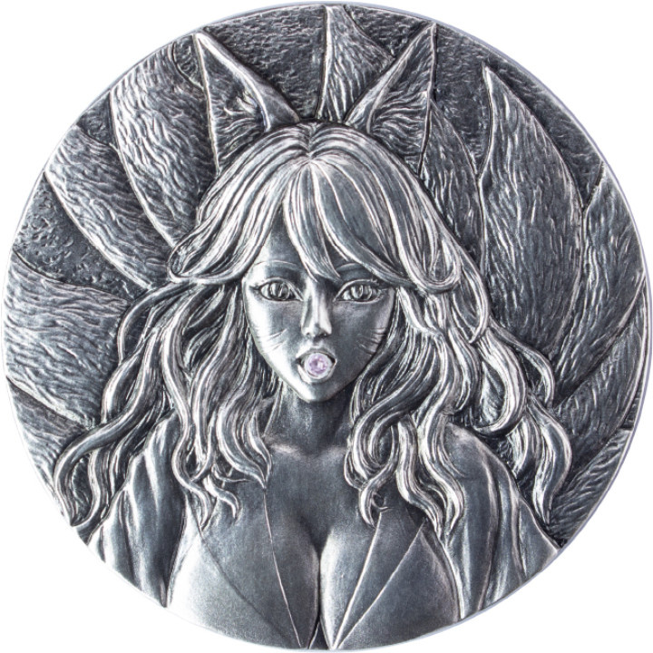 Czad: Nine-Tailed Fox 2 uncje Srebra 2023 Antique Coin