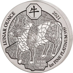 Rwanda: Lunar - Jahr des Ochsen 1 oz Platinum 2021 