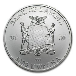 2000 Zambia 1 oz Silver Elephant