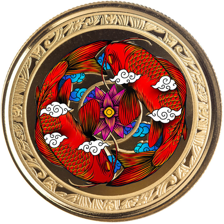 Fiji: Koi Fish kolorowany 1 uncja Złota 2023 Proof