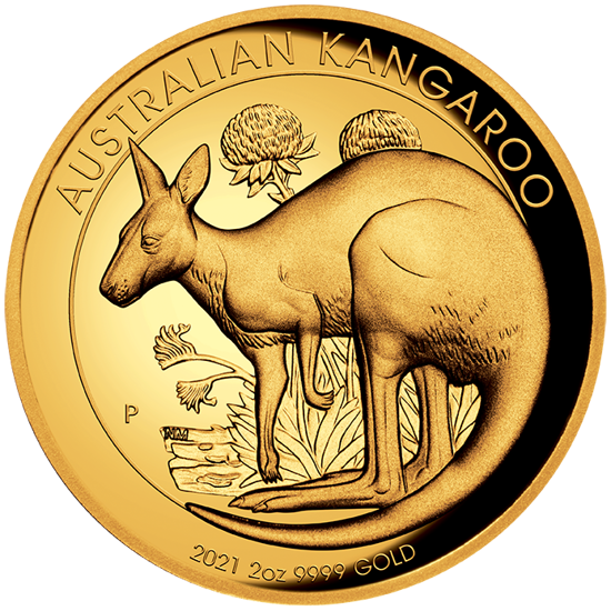 Canguro australiano 2 once d'oro 2021 Proof High Relief