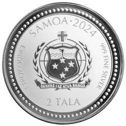 Samoa: Year of the Dragon 1 oz Silber 2024 Prooflike Coin (coin in the card)