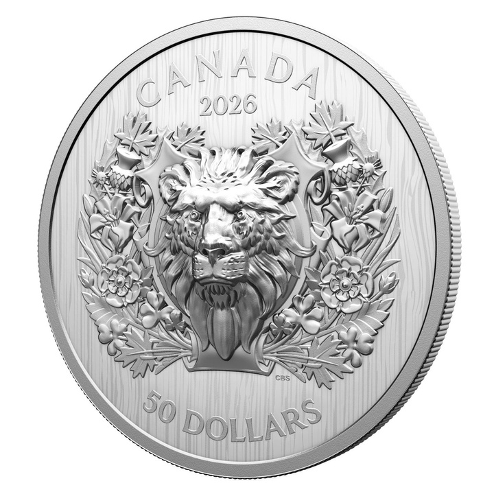 Canadá: Heraldic Lion 50$ Plata 2025 Proof High Relief