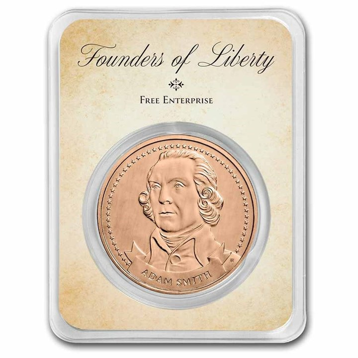 Fundadores de la Libertad: Adam Smith - Free Enterprise 1 oz Cobre Slab