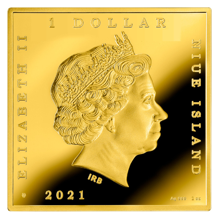 Niue: Caravaggio - Medusa coloured 1 oz Silber 2021 Gilded Proof Coin