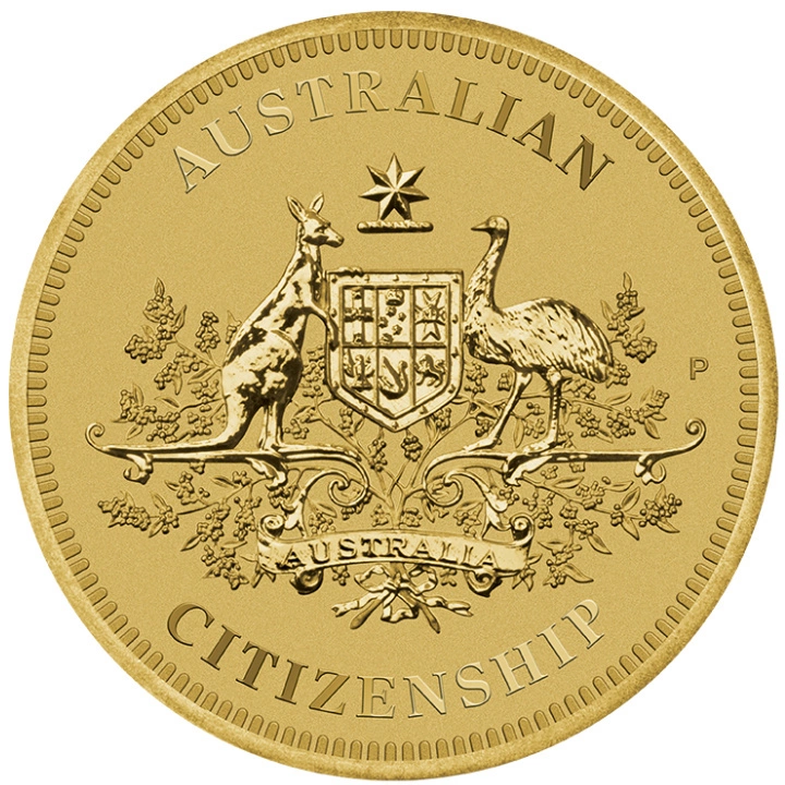 Ciudadanía Australiana $1 Aluminio Bronce 2024 (moneda en carnet)