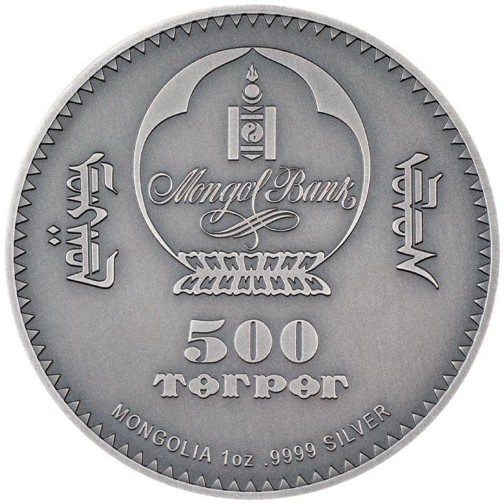 Mongolia: Evolution of Life - Aves 1 oz Silber 2024 Gilded Antiqued Coin