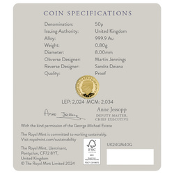 George Michael 1/40 uncji Złota 2024 Proof