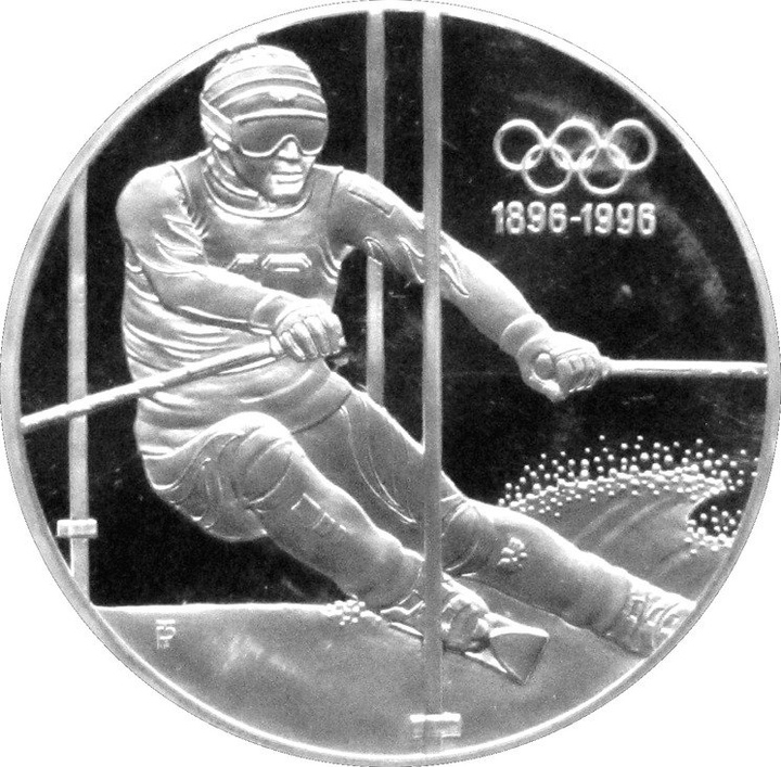 Esquiador de Slalom Olímpico 200 Schilling 1 oz Plata