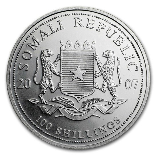 2007 Somalia 1 oz Silber Elefant Colorized