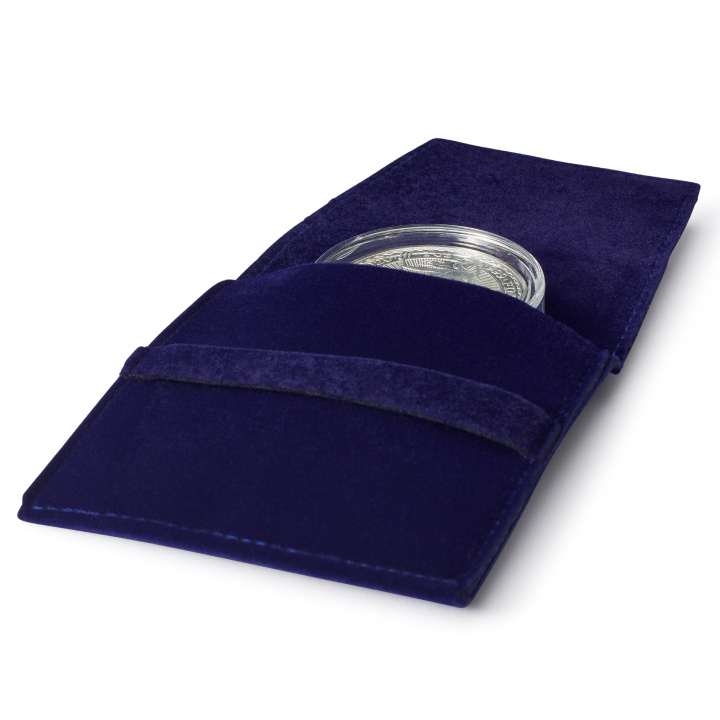 Leuchtturm - Premium Coin Pocket for one coin with or without capsule up to 50 mm,  blue