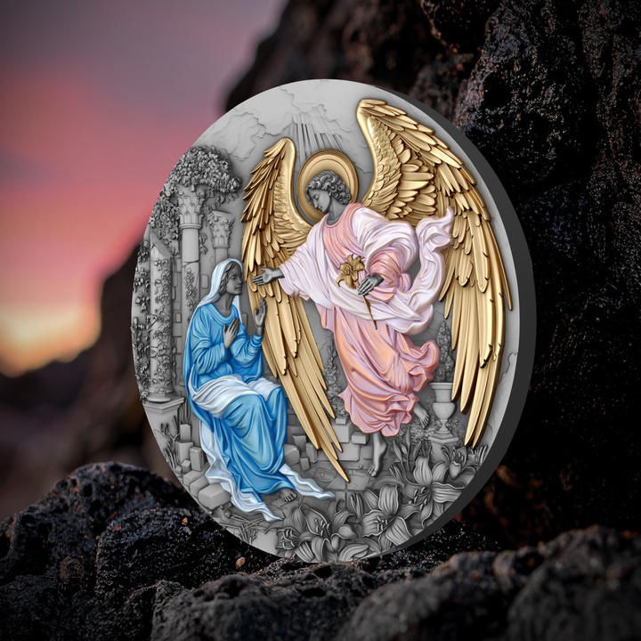 Niue: Gabriel Coloured/Gold Plated 2 oz Silver 2025 Antiqued Coin