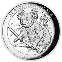 Koala Australiano 5 oz Plata 2018 Prueba Alto Relieve