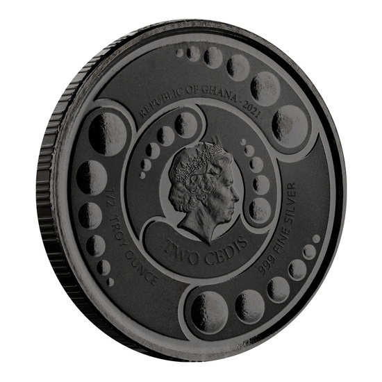 Ghana: Alien coloured 1/2 oz Silber Black Rhodium 2021