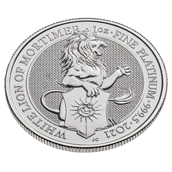 The Queen’s Beasts: The White Lion of Mortimer 1 oz Platinum 2021 PAKET 10 Stück