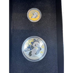 Chińska Panda zestaw 2 monet - 8 gram Złota i 30 gramów Srebra 2020 Diamond Prestige