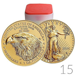 American Eagle 1 Onza Oro 2021 Tipo 2 Paquete de 15 Piezas