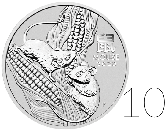 Lunar III: Año del Ratón 1.000 gramos Plata 10 PAQUETES 2020