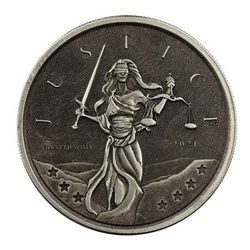Gibraltar: Lady Justice 1 oz Plata 2021 Moneda Antigua