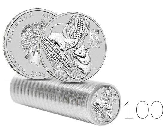 Lunar III: Rok Myszy 1/2 uncji Srebra PAKIET 100 SZTUK 2020