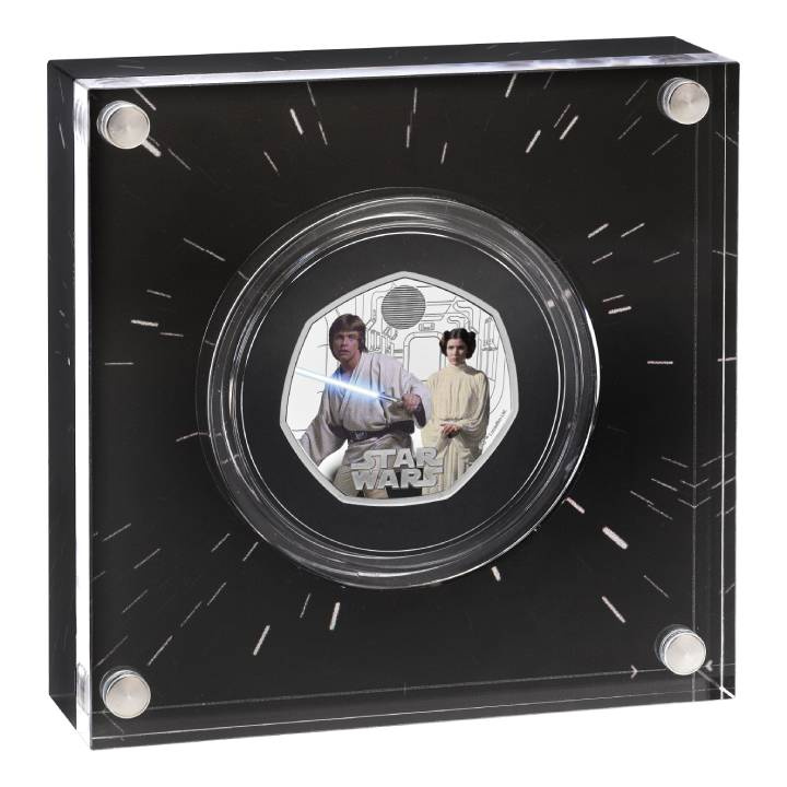 Star Wars: Luke Skywalker e Principessa Leia colorata 50p Argento 2023 Proof