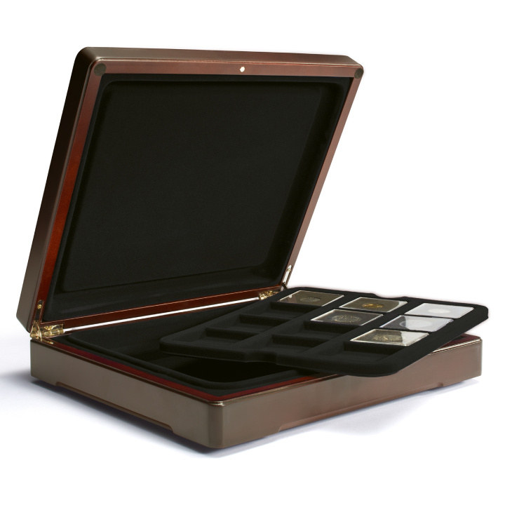 Leuchtturm - Mazzola Presentation case for up to 24 Quadrum Coin capsules, black tray