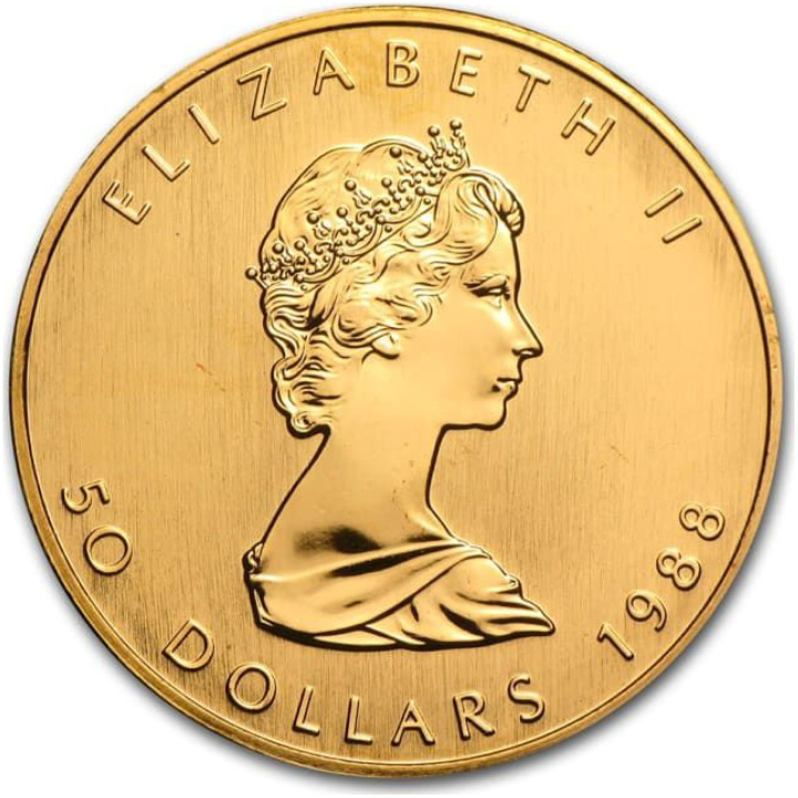 Feuille d'érable canadienne 1 once d'or 1988
