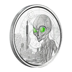 Ghana: Alien coloured 1 oz Silber Black Rhodium 2021 