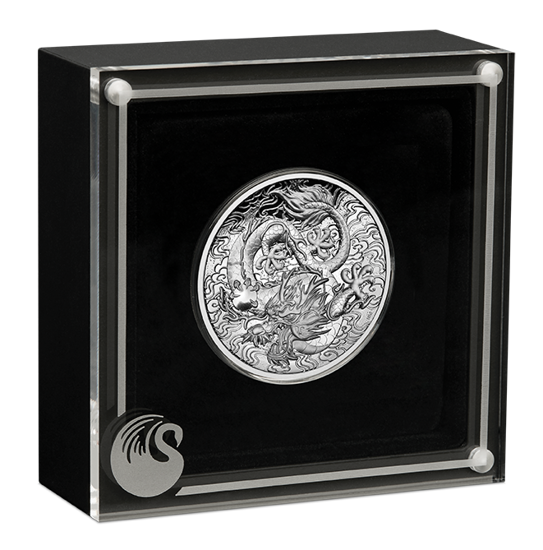 Čínské mýty a legendy: Drak 2 unce stříbra 2021 Proof High Relief