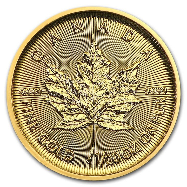 Feuille d'érable canadienne 1/20 once d'or 2018