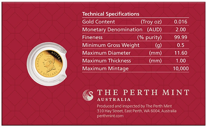 Australie 2 dollars – Lunar III, Année de la Chèvre, pièce en or 0,5 g 2027 Proof