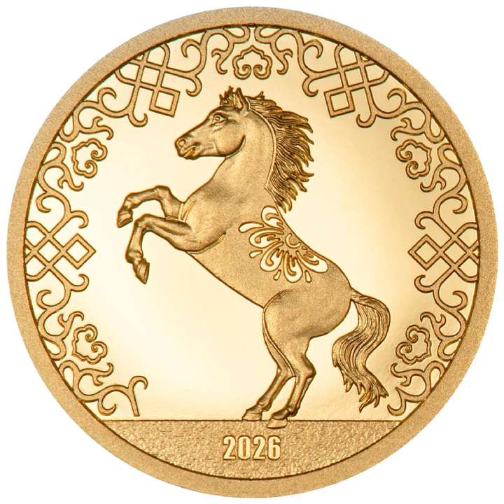 Mongolie : Année du cheval 0,5 gramme d'or 2026 Proof