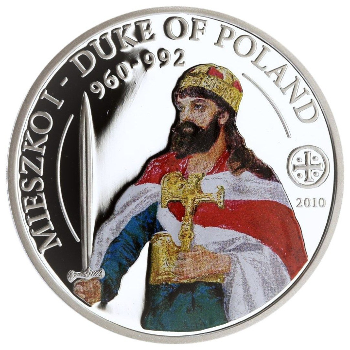 Palau: Mieszko I. - Herzog von Polen koloriert 1/2 oz Silber 2010 Proof