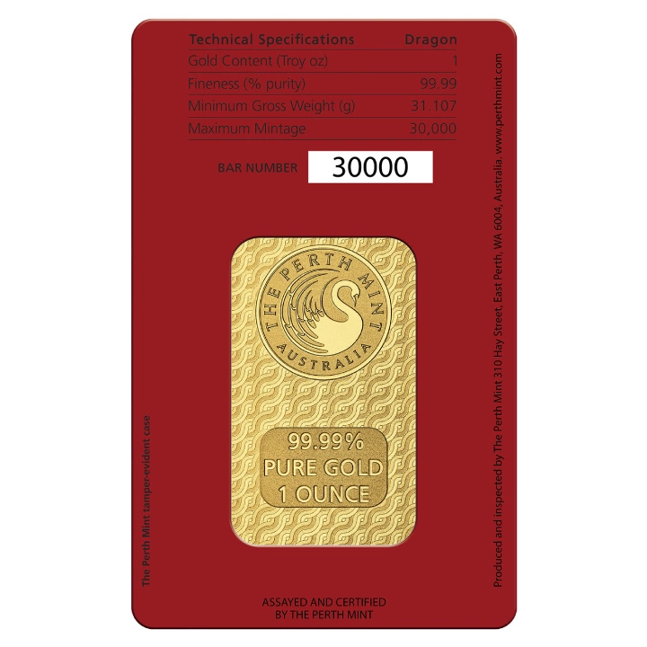 The Perth Mint: Lunar - Year of the Dragon 1 oz Gold Bar LBMA GD Refiner