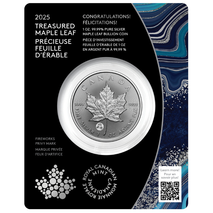 Foglia d'acero canadese Treasured 1 oncia d'argento 2025 Congratulazioni Privy Mark