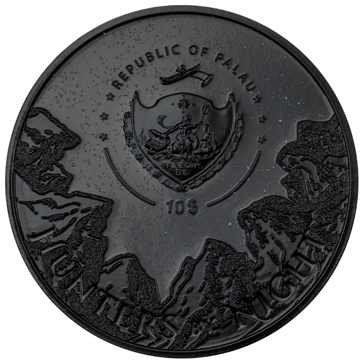 Palau: Hunters by Night - Ocelot coloured 2 oz Silver 2024 Obsidian Black