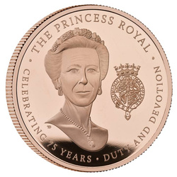 75th Birthday of HRH The Princess Royal £5 Złoto 2025 Proof 