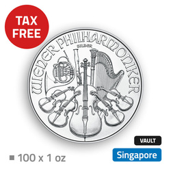 Vienna Philharmonic 100 oz Silver - located at duty free magazine in Singapore (Malca-Amit)