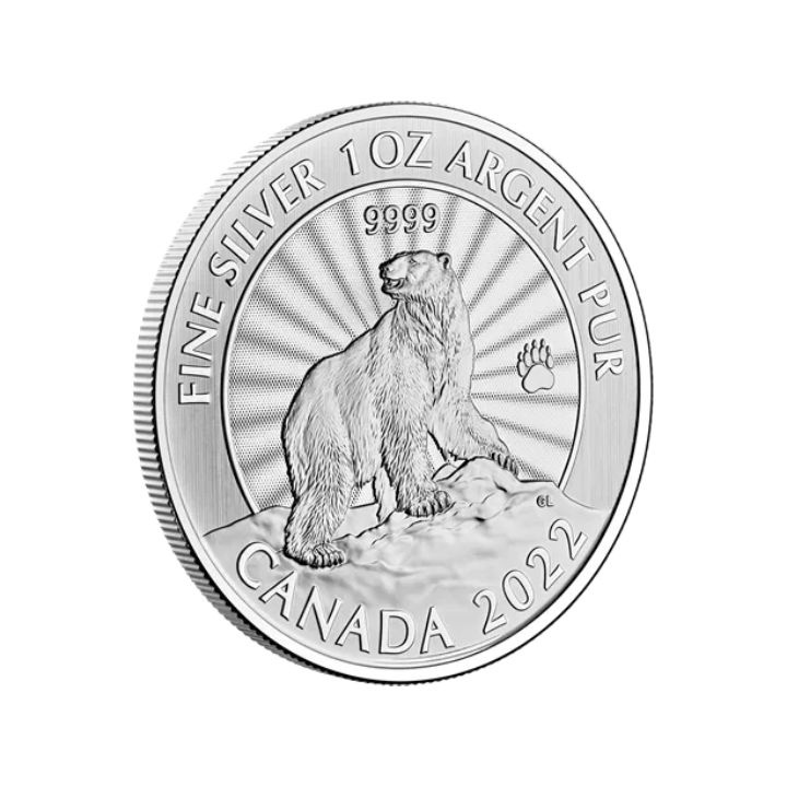 Canadá: El Majestuoso Oso Polar 1 oz Plata 2022 (en tarjeta)