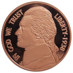 Jefferson Nickel 1 once de cuivre