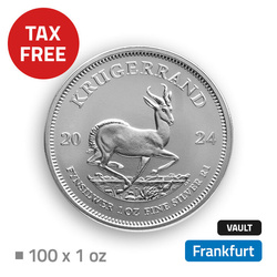 Krugerrand 100 uncji Srebra - przechowywane w bezcłowym magazynie we Frankfurcie (Loomis)